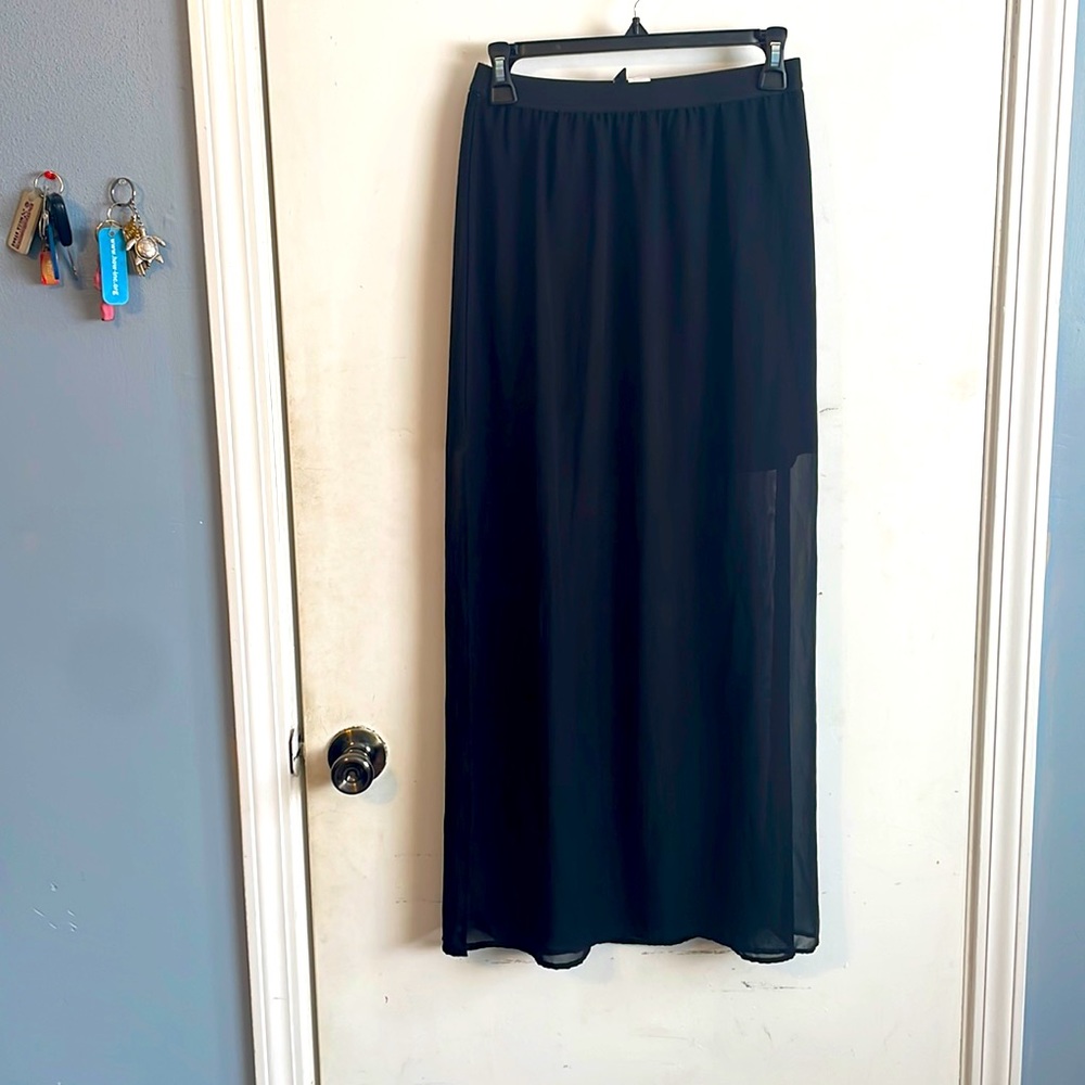 Black midi dress with open side